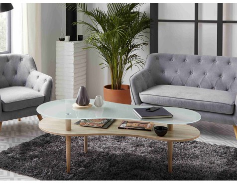Mesa De Centro Peanut Cristal Blanco
