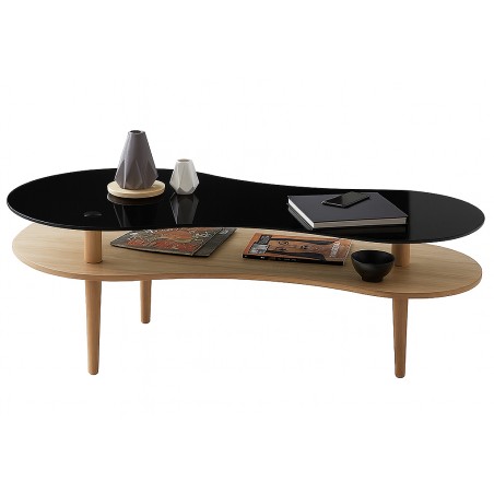 Mesa De Centro Peanut Cristal Negro
