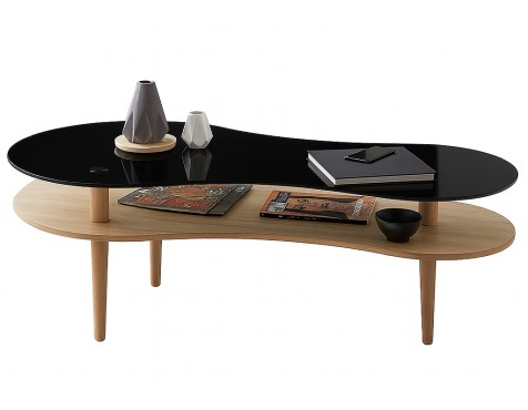 Mesa De Centro Peanut Cristal Negro