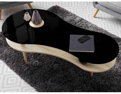 Mesa De Centro Peanut Cristal Negro