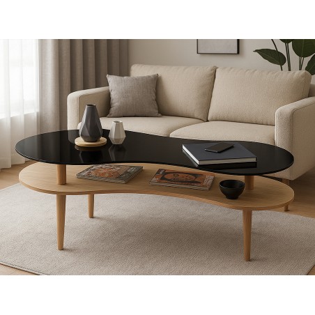 Mesa De Centro Peanut Cristal Negro
