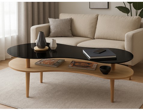 Mesa De Centro Peanut Cristal Negro
