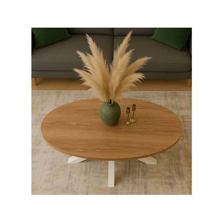 Mesa De Centro Stacy Oval Roble/Blanco