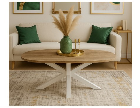 Mesa De Centro Stacy Oval Roble/Blanco