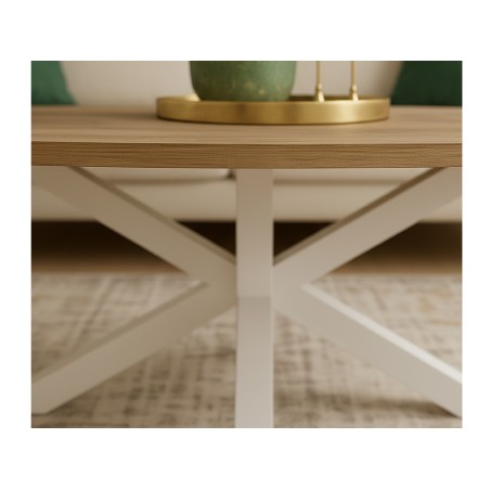 Mesa De Centro Stacy Oval Roble/Blanco