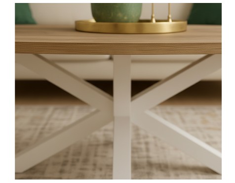 Mesa De Centro Stacy Oval Roble/Blanco