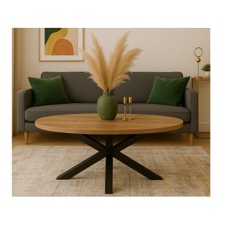 Mesa De Centro Stacy Oval Roble/Negro