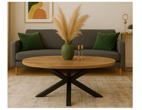 Mesa De Centro Stacy Oval Roble/Negro