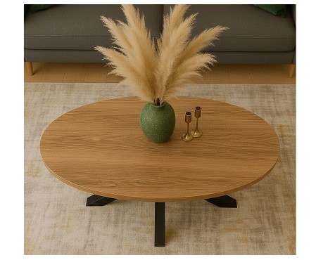 Mesa De Centro Stacy Oval Roble/Negro