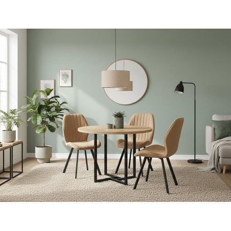 Mesa De Comedor Redonda Cleveland 2 Roble/Negra