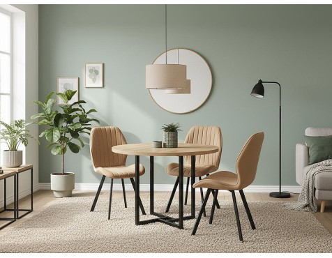 Mesa De Comedor Redonda Cleveland 2 Roble/Negra