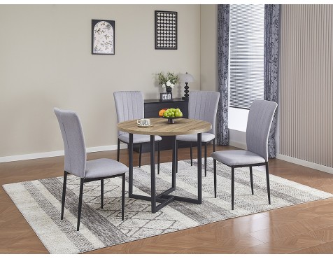 Mesa De Comedor Redonda Cleveland 2 Roble/Negra