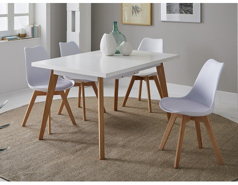 Mesa De Comedor Extensible Nordic Blanca