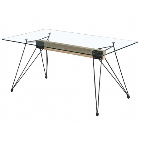 Mesa Spider Cristal Templado/Pata Negra