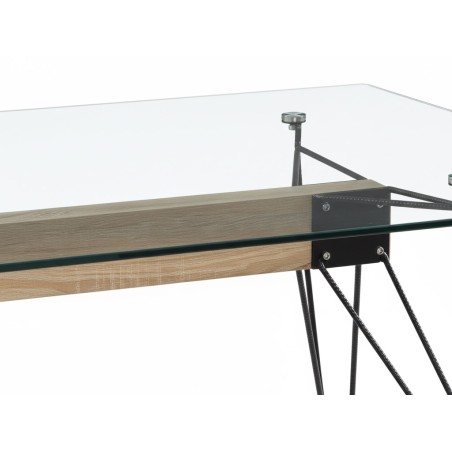 Mesa Spider Cristal Templado/Pata Negra