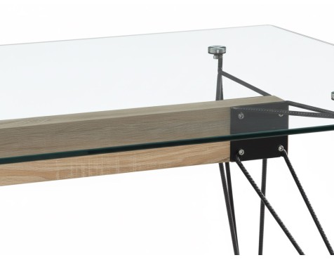 Mesa Spider Cristal Templado/Pata Negra
