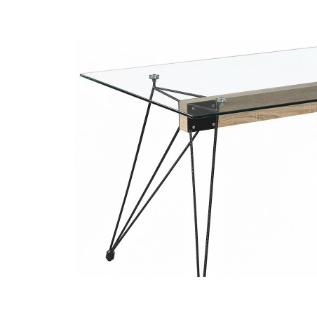 Mesa Spider Cristal Templado/Pata Negra