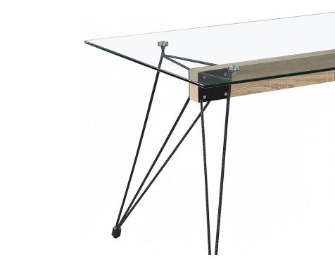 Mesa Spider Cristal Templado/Pata Negra