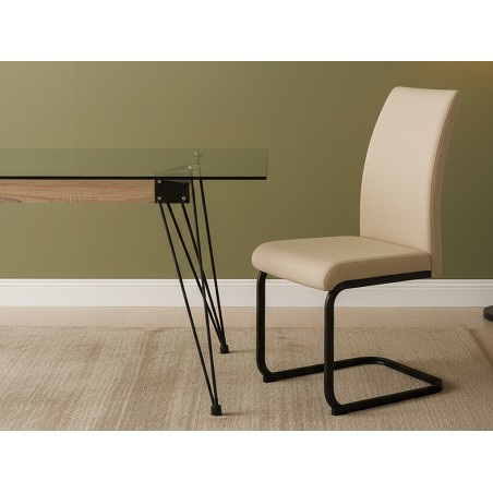Mesa Spider Cristal Templado/Pata Negra