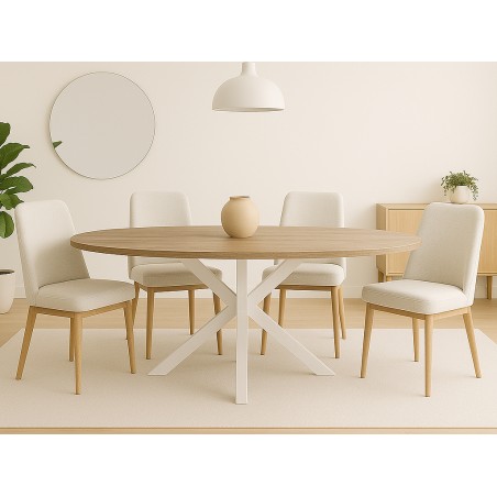 Mesa Comedor Stacy Oval Roble/Blanca