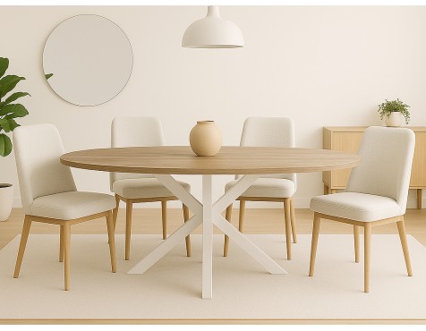 Mesa Comedor Stacy Oval Roble/Blanca