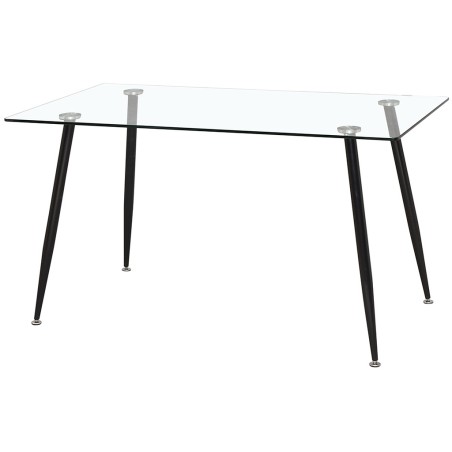 Mesa De Cocina Fija Pimer Cristal Templado/Negro