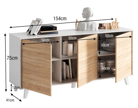 Aparador Salón Zaiken Roble Canadian Blanco