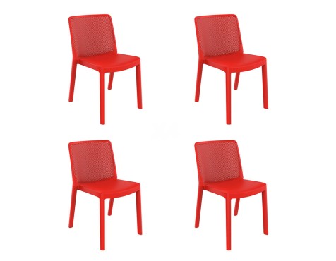 Set 4 Sillas Jardín Henry Roja