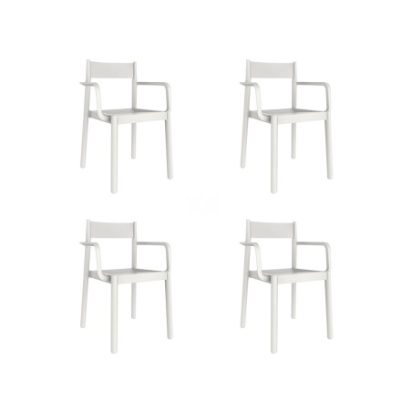 Set 4 Sillas Jardín Con Brazos James Blanca