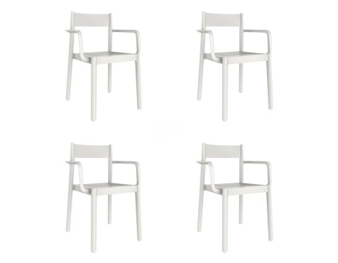Set 4 Sillas Jardín Con Brazos James Blanca