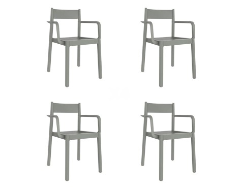 Set 4 Sillas Jardín Con Brazos James Gris Verdoso