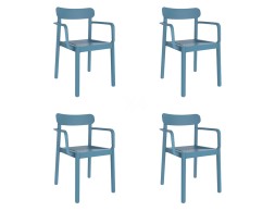 Set 4 Sillas Jardín Con Brazos Robert Azul