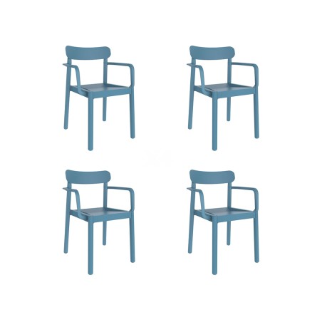 Set 4 Sillas Jardín Con Brazos Robert Azul