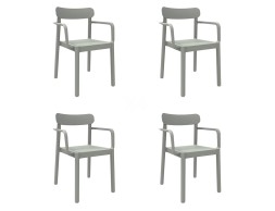 Set 4 Sillas Jardín Con Brazos Robert Gris Verdoso