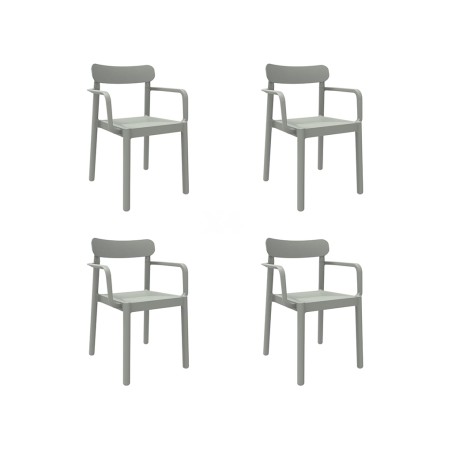 Set 4 Sillas Jardín Con Brazos Robert Gris Verdoso