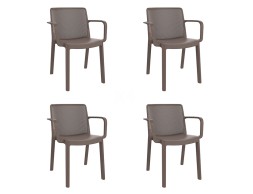 Set 4 Sillas Jardín Con Brazos Henry Chocolate