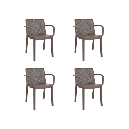 Set 4 Sillas Jardín Con Brazos Henry Chocolate