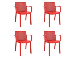 Set 4 Cadires Jardí Amb Braços Henry Vermell