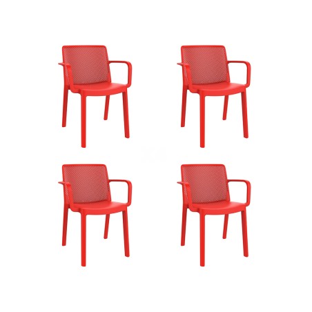 Set 4 Cadires Jardí Amb Braços Henry Vermell
