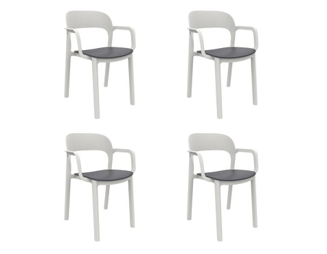 Set 4 Cadires Jardí Edward Blanc/Gris