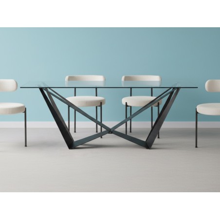 Mesa Comedor W Cristal Templado/Negro