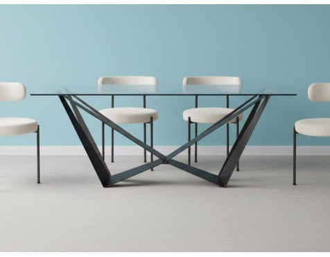 Mesa Comedor W Cristal Templado/Negro