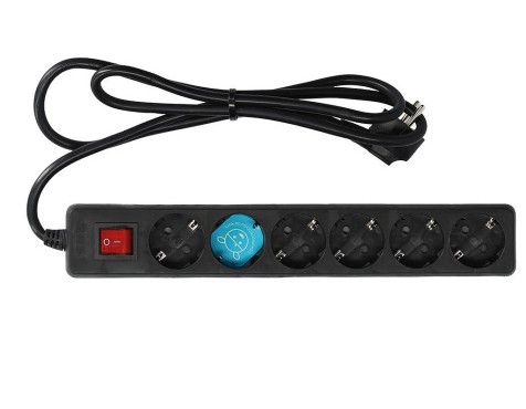 Base 3 Tomas Con Cable+Interruptor Negra