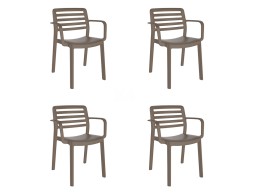 Set 4 Sillas Jardín Con Brazos Jacob Chocolate