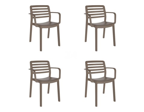 Set 4 Sillas Jardín Con Brazos Jacob Chocolate
