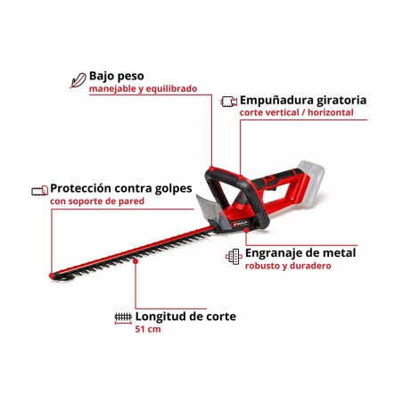 Cortasetos A Batería Einhell Gc-Ch 18/50 Li-Solo