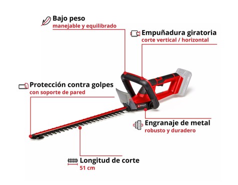 Cortasetos A Batería Einhell Gc-Ch 18/50 Li-Solo
