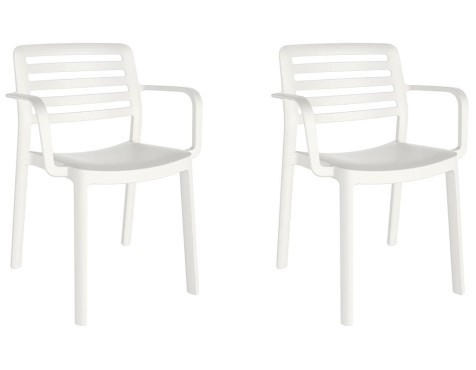 Set 2 Sillas Jardín Con Brazos Jacob Blanca