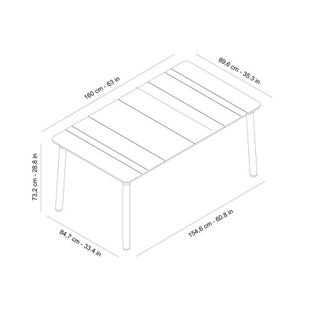 Mesa Jardín Rectangular Salt Blanca