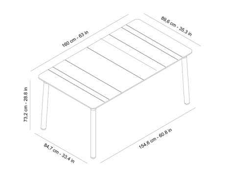Mesa Jardín Rectangular Salt Blanca